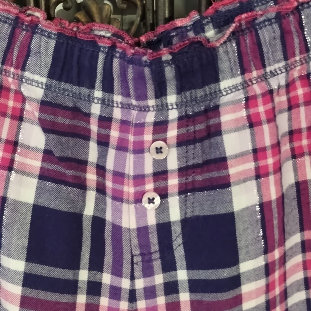 Victoria's Secret PJ Set Size L Flannel Pink Purple Pockets On Top - Picture 6 of 10